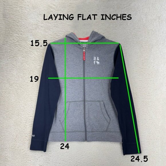 Abercrombie Kids Sweatshirt Boy 15/16 Gray Blue Zip Up Long Sleeve Pockets - Picture 3 of 7